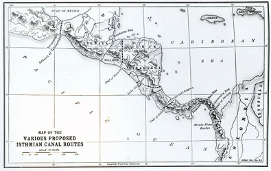 Map of the Various Proposed Isthmian Canal Routes